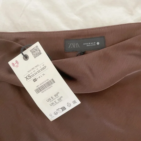 ZARA ZW COLLECTION SATIN EFFECT BROWN LACE SKIRT | ref no. 5919/212/700 - Picture 12 of 14